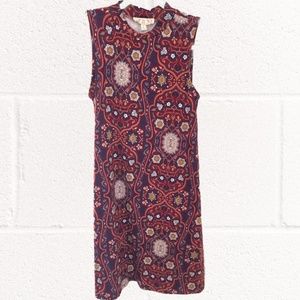 Pink Rose Turtleneck Sleeveless Dress